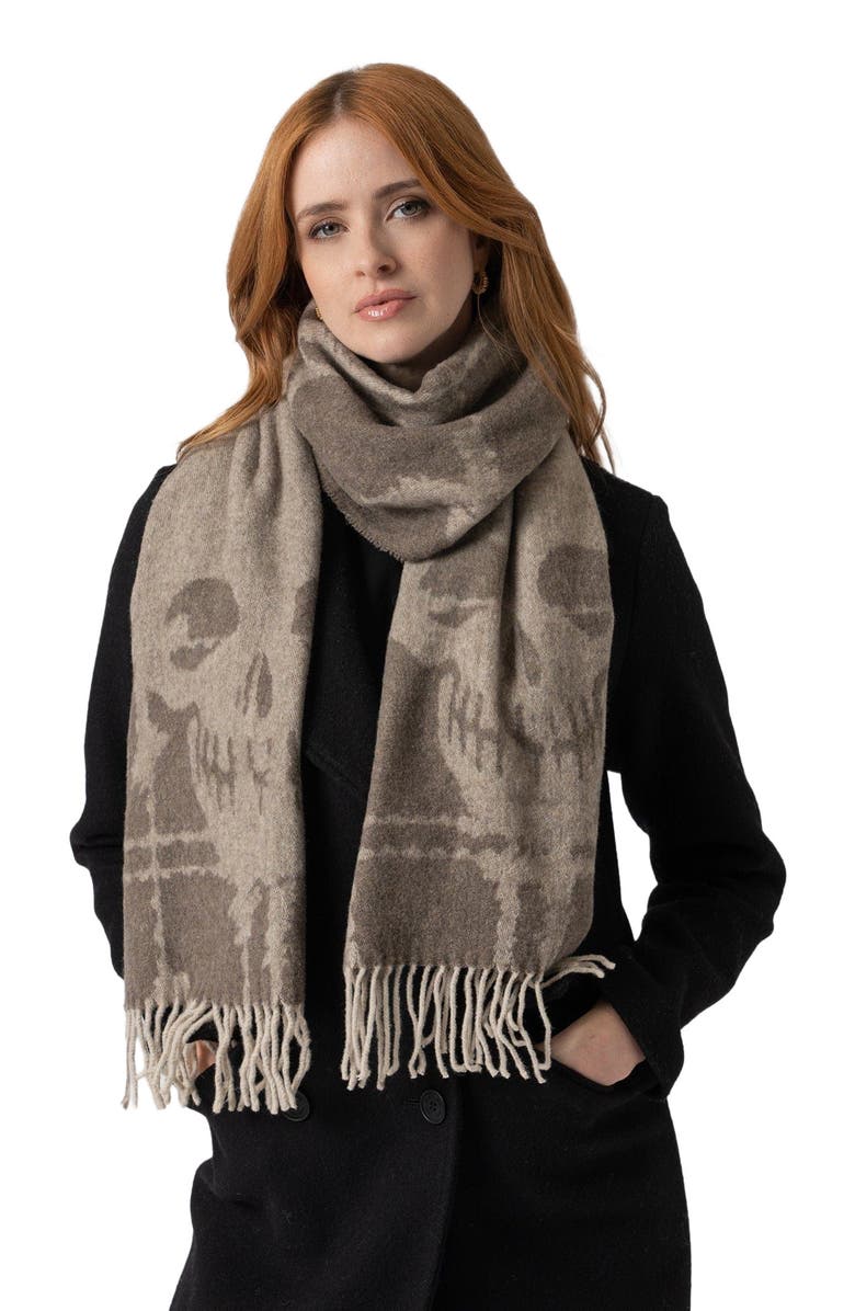 Saint + Sofia Sutton Skull Scarf, Alternate, color, Beige