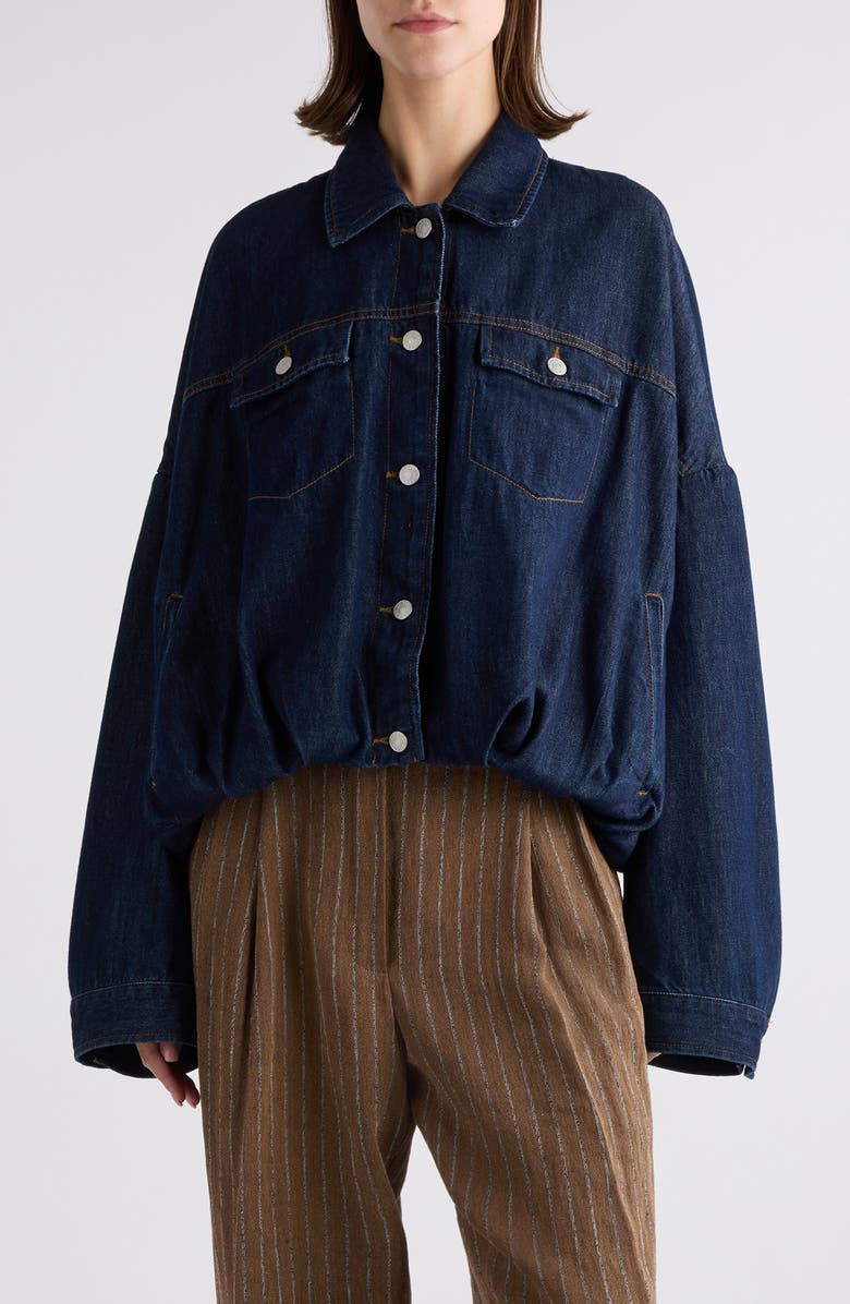 Dries Van Noten Vesto Bubble Hem Denim Jacket, Main, color, 