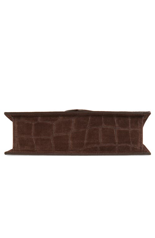 Jacquemus Le Grand Bambino Croc Embossed Suede Crossbody Bag In Dark Brown 880