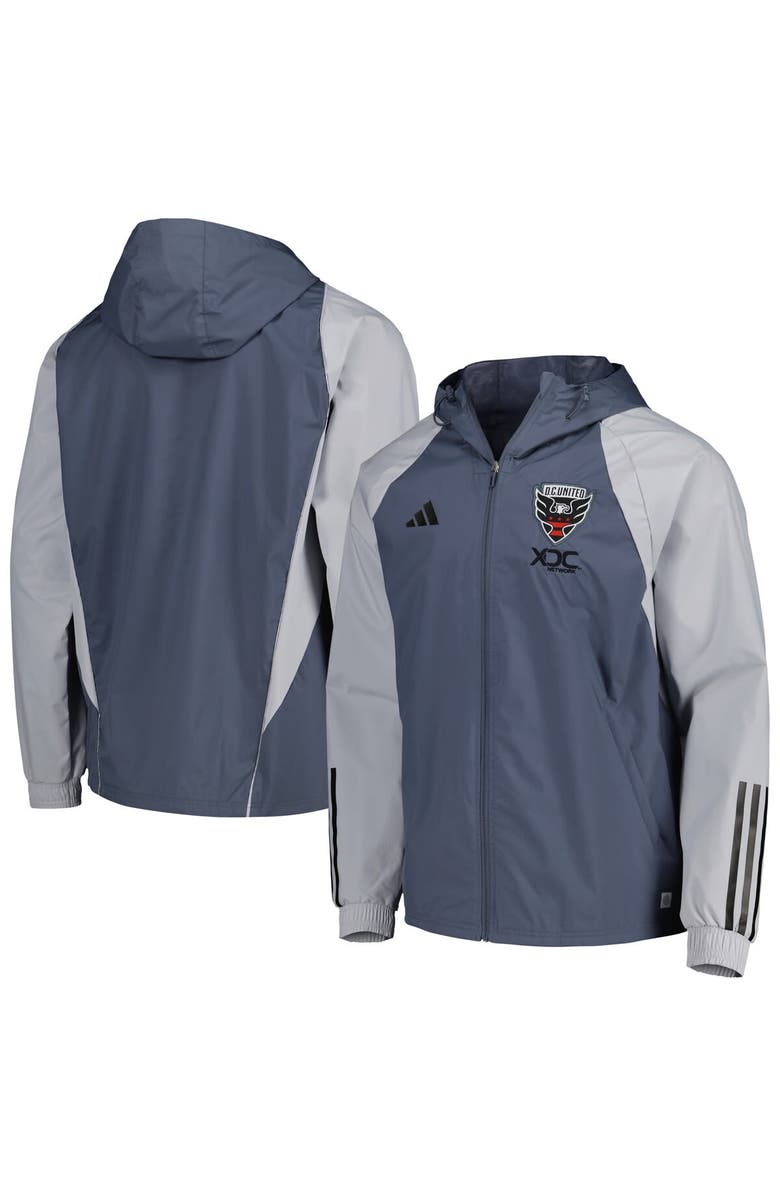 adidas Men's adidas Charcoal D.C. United All-Weather Raglan Hoodie Full-Zip Jacket, Main, color, 