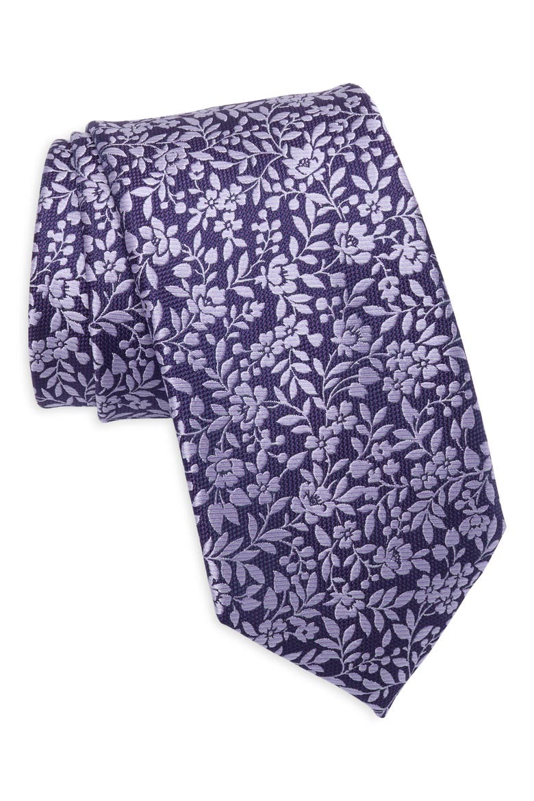 Reydon Floral Tie, Main, color, PURPLE