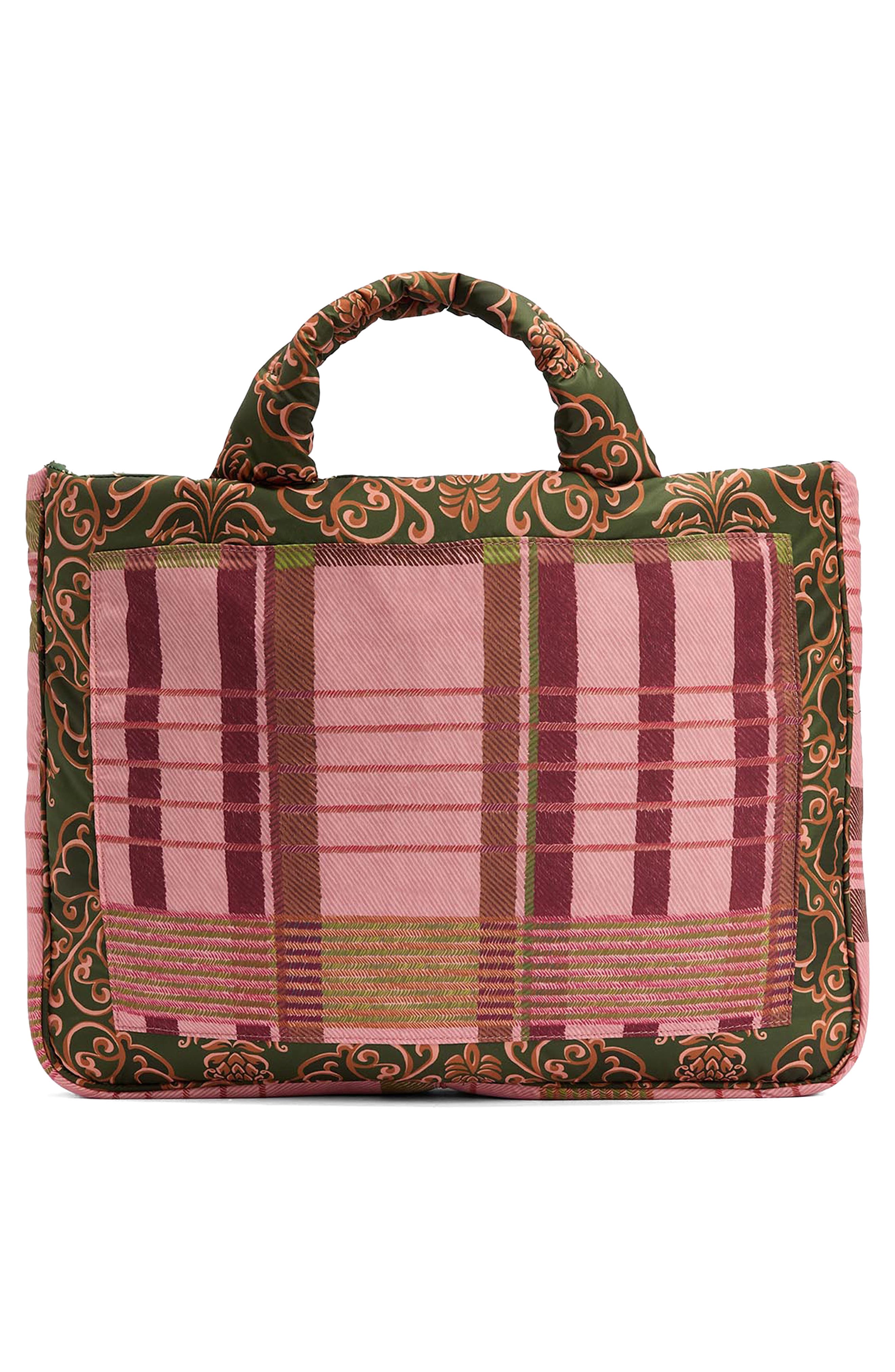 Barbour x FARM Rio Maria Clara Twill Tote, Alternate, color, Pink Tartan