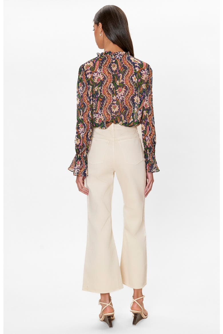 Isha Printed Blouse, Alternate, color, Navy Combo