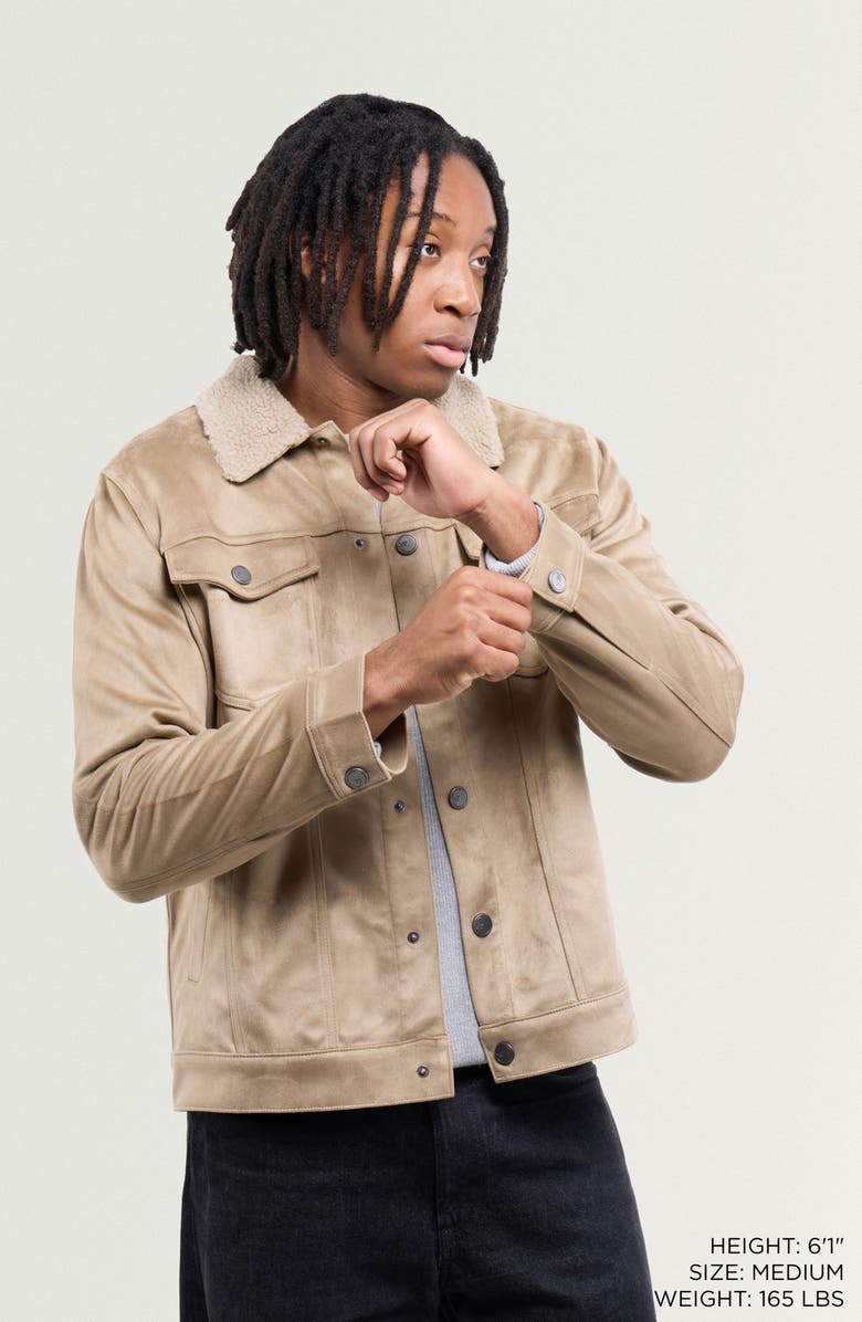 XRAY Faux Fur Collar Faux Suede Jacket, Alternate, color, Tan