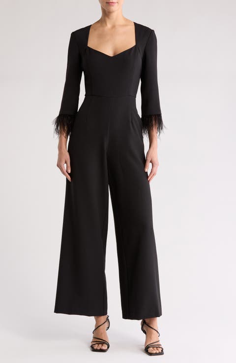 Feather Trim Jumpsuit