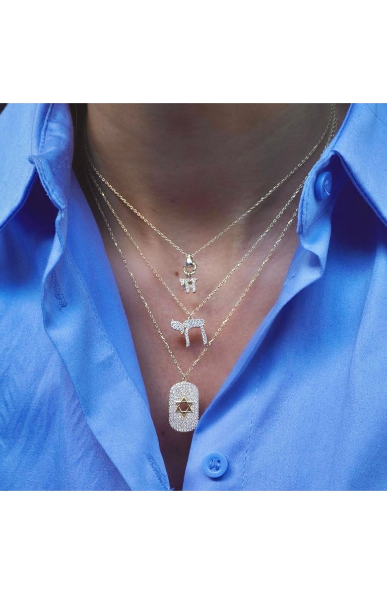 BY ADINA EDEN Pave Chai Pendant Necklace, Alternate, color,
