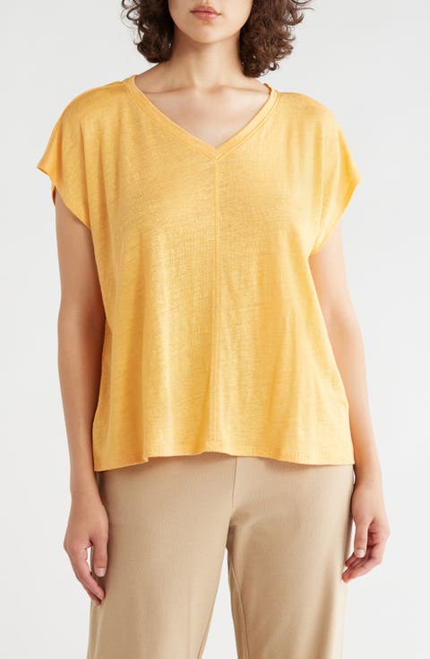 V-Neck Organic Linen T-Shirt