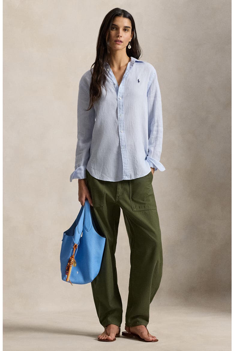 Classic Fit Linen Button-Up Shirt, Alternate, color, BLUE