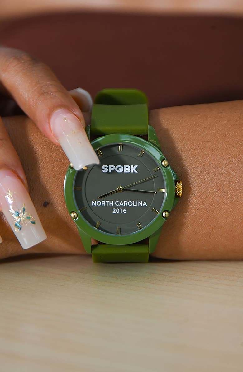 SPGBK Watches Matcha Silicone Strap Watch, 44mm, Alternate, color, Olive