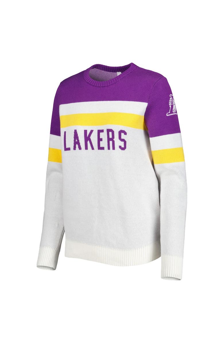 LUSSO Women's Lusso Purple/Cream Los Angeles Lakers Dominique Pullover Sweater, Alternate, color, Purple