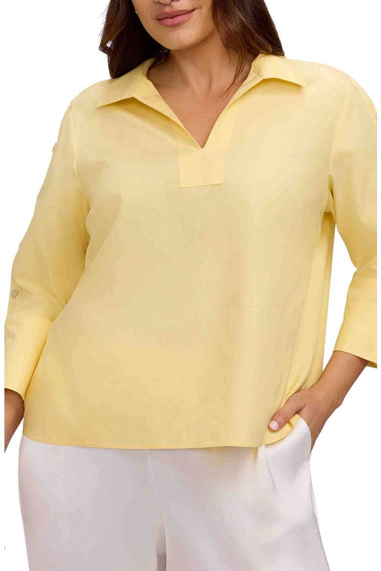 Lainey Button Accent Cotton Popover Top, Main, color, LEMON YELLOW
