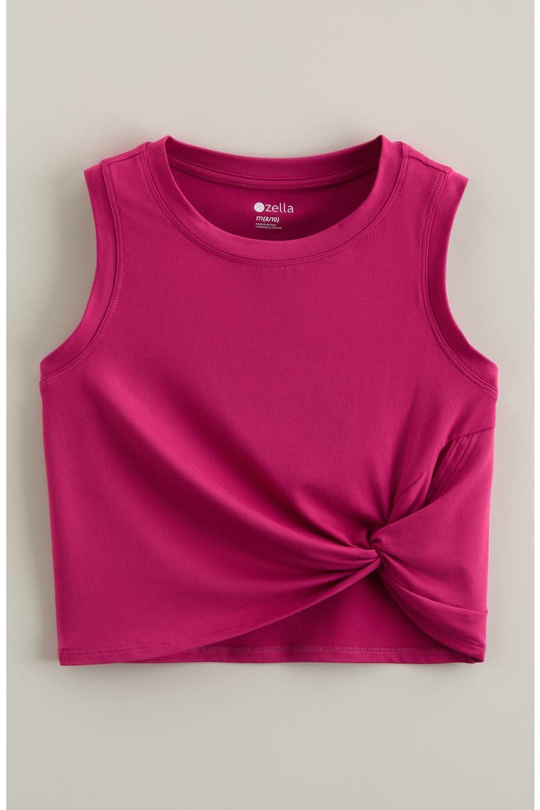 Kids' Sideline Knot Tank, Main, color, PINK PLUMIER