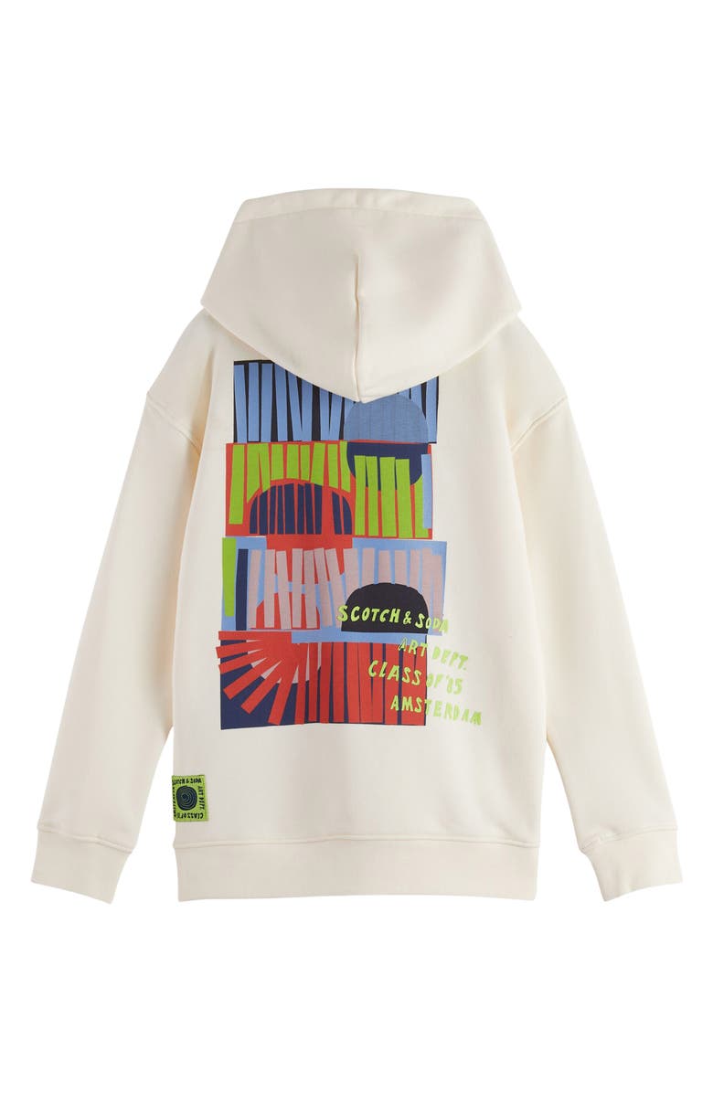 Scotch & Soda Kids' Art Print Graphic Hoodie, Alternate, color, Eggnog