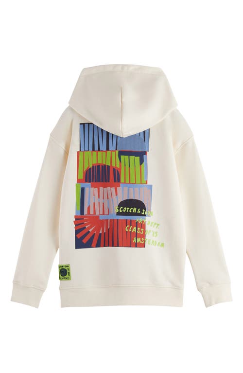 Scotch & Soda Boy's Flocked Graphic-print Hoodie In Neutral