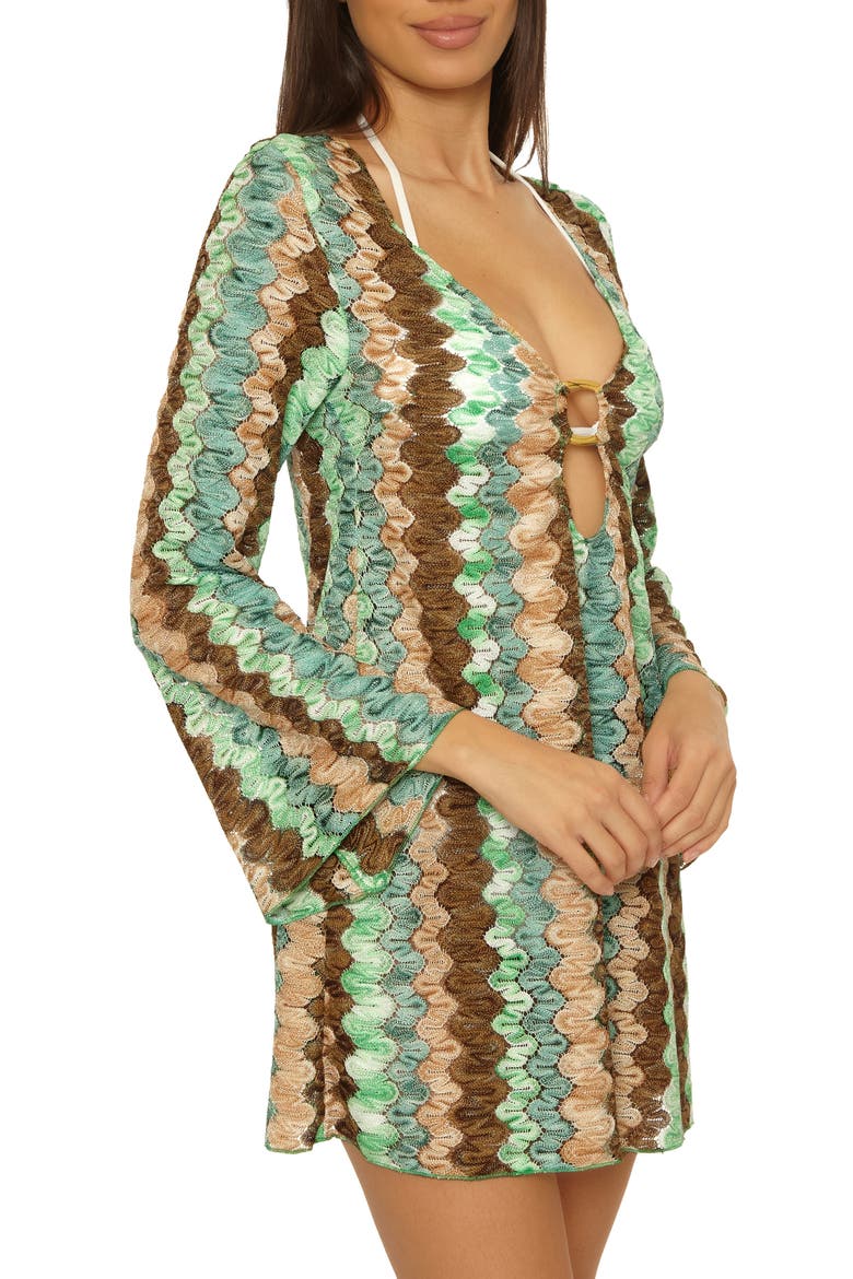 Paradise Metallic Knit Cover-Up Tunic, Alternate, color, GRASS MULTI