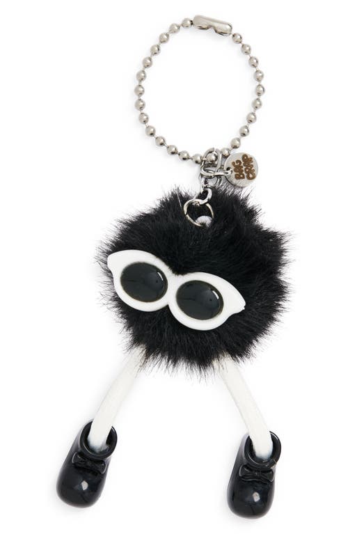 Bag Crap Walking Pompom Bag Charm In Black