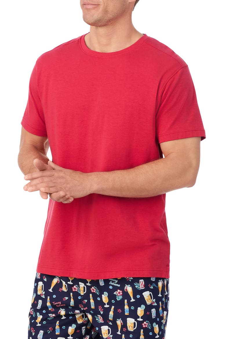 Solid Cotton & Modal Crewneck T-Shirt, Alternate, color, RED
