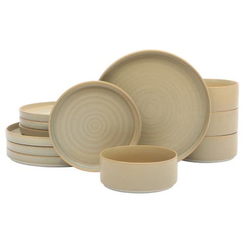 Echo Bay 12-Piece Reactive Glaze Porcelain Dinnerware Set