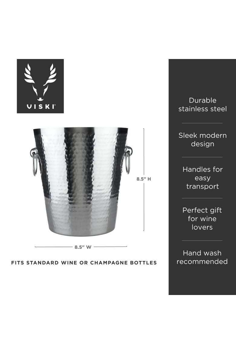 Irving Hammered Ice Bucket in Stainless Steel, Alternate, color, Silver