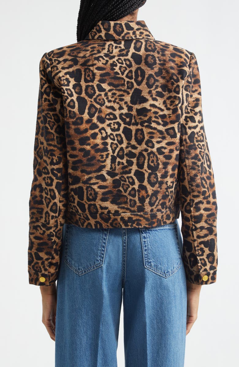 L'AGENCE Nyx Leopard Print Crop Jacket, Alternate, color, Brown Multi Patch Leopard