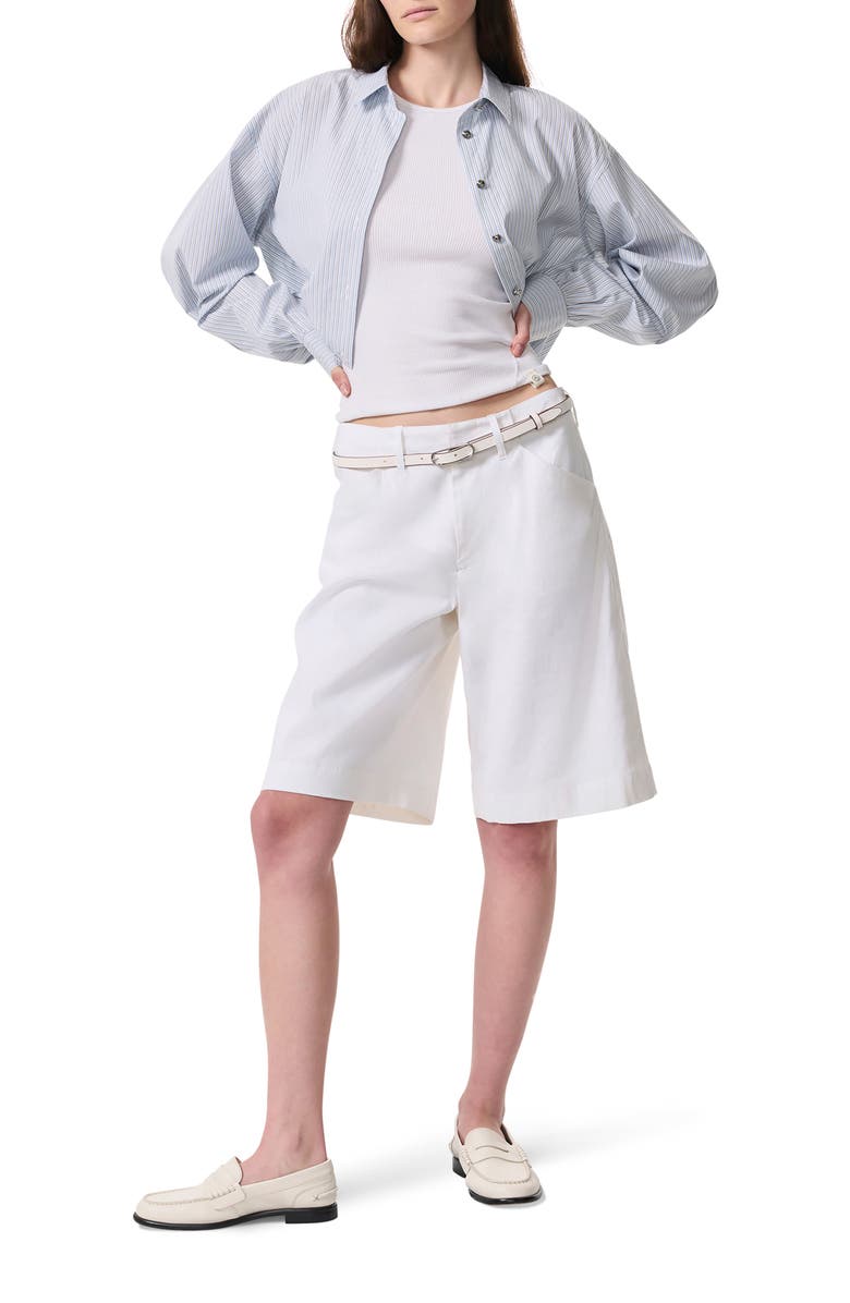 rag & bone Banks Linen Blend Walking Shorts, Alternate, color, White