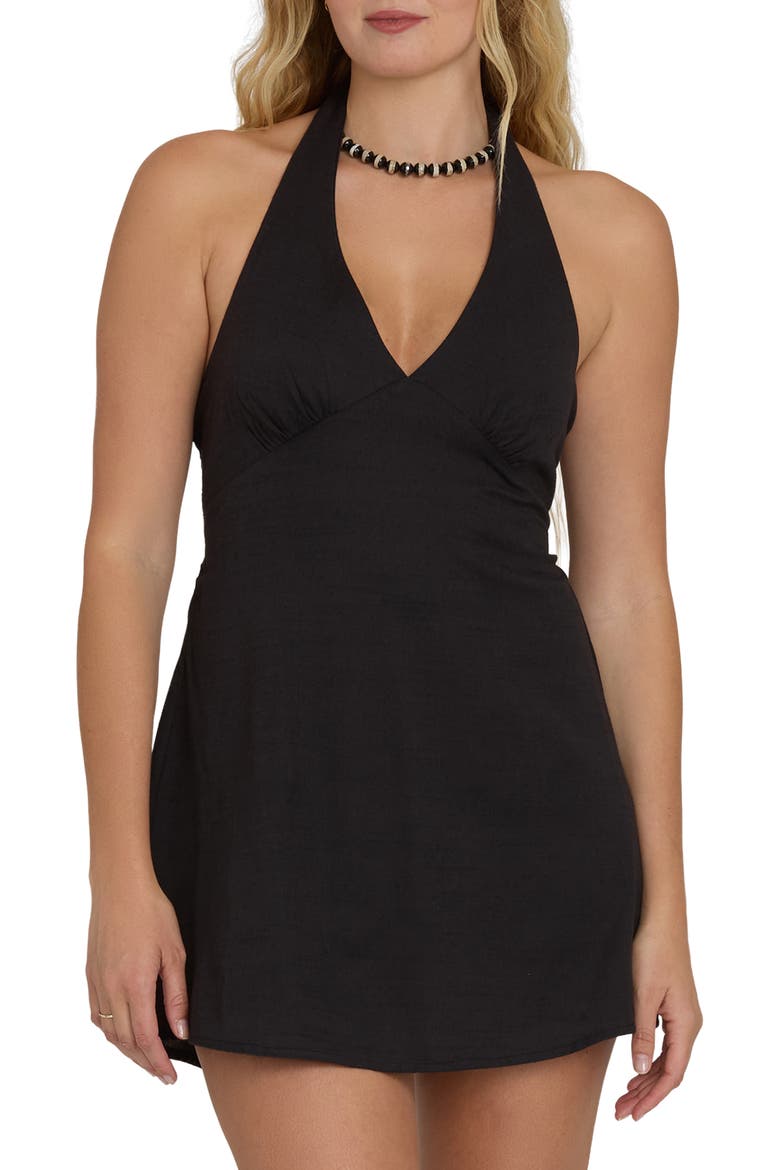 Sunny Sometimes Halter Minidress, Alternate, color, BLACK SANDS