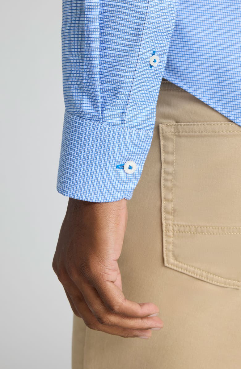 UNTUCKit Jamison Regular Fit Microchedk Wrinkle Free Cotton Button-Down Shirt, Alternate, color, Blue