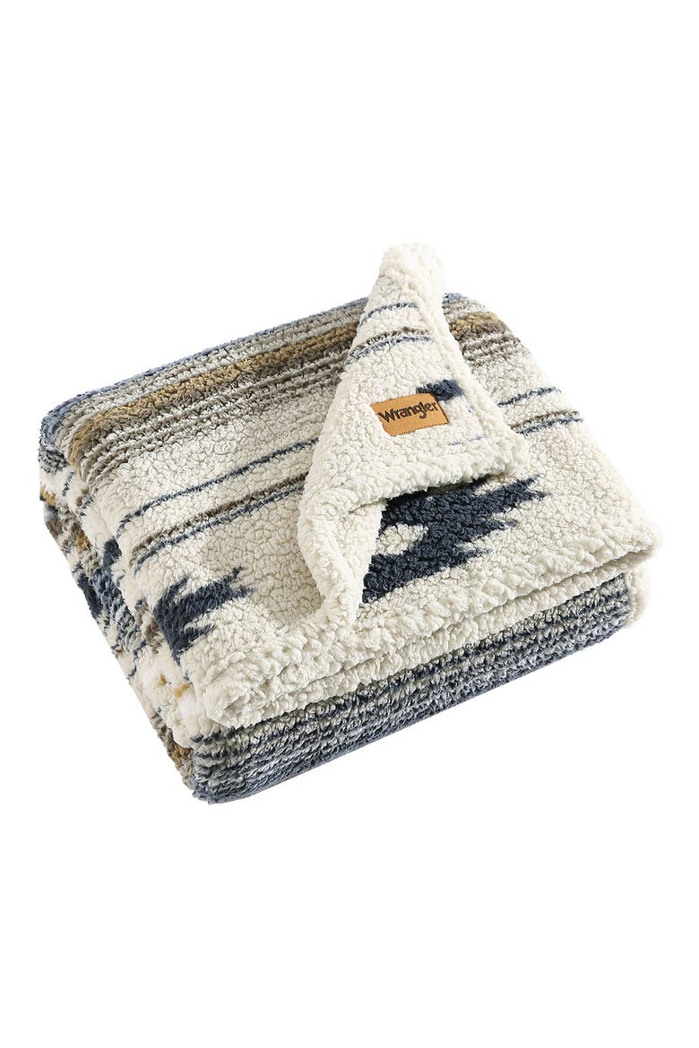 Coyote Sands Faux Shearling Throw Blanket, Main, color, BROWN