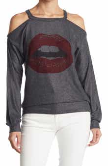GO COUTURE Cold Shoulder Knit Sweater