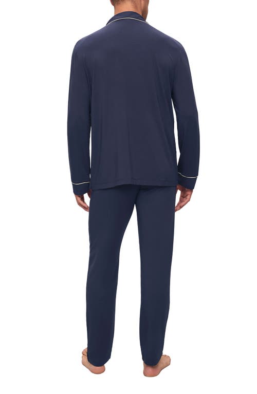 Eberjey William Modal Long Pjs True Navy/ivory In Blue