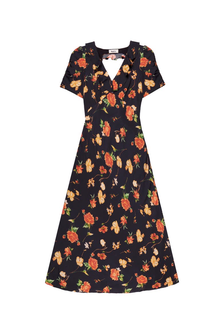 Floral Print Tie Back Dress, Alternate, color, Red