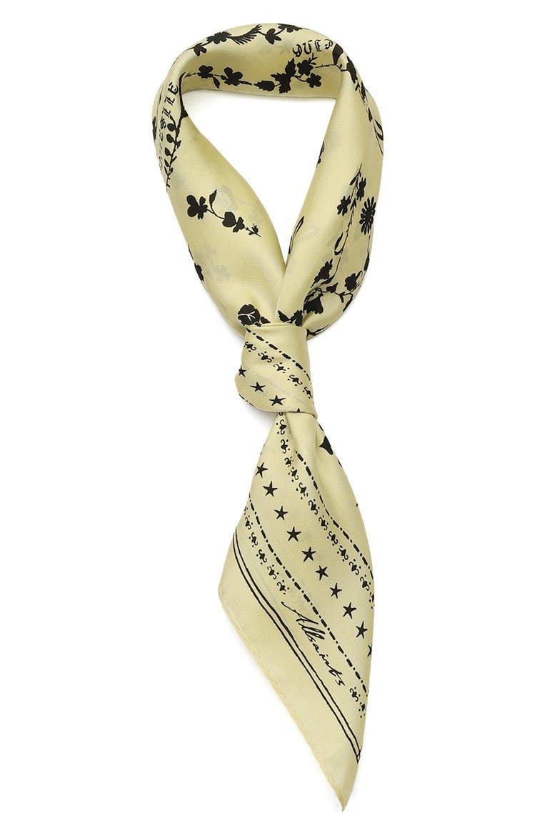 Fleur De Lis Silk Bandana, Alternate, color, HAY YELLOW