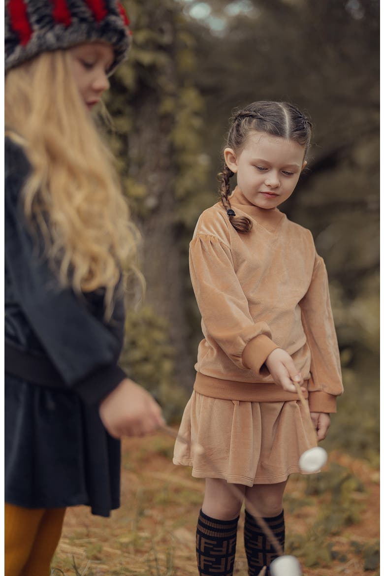 Kids' Velour Skirt, Alternate, color, TAUPE
