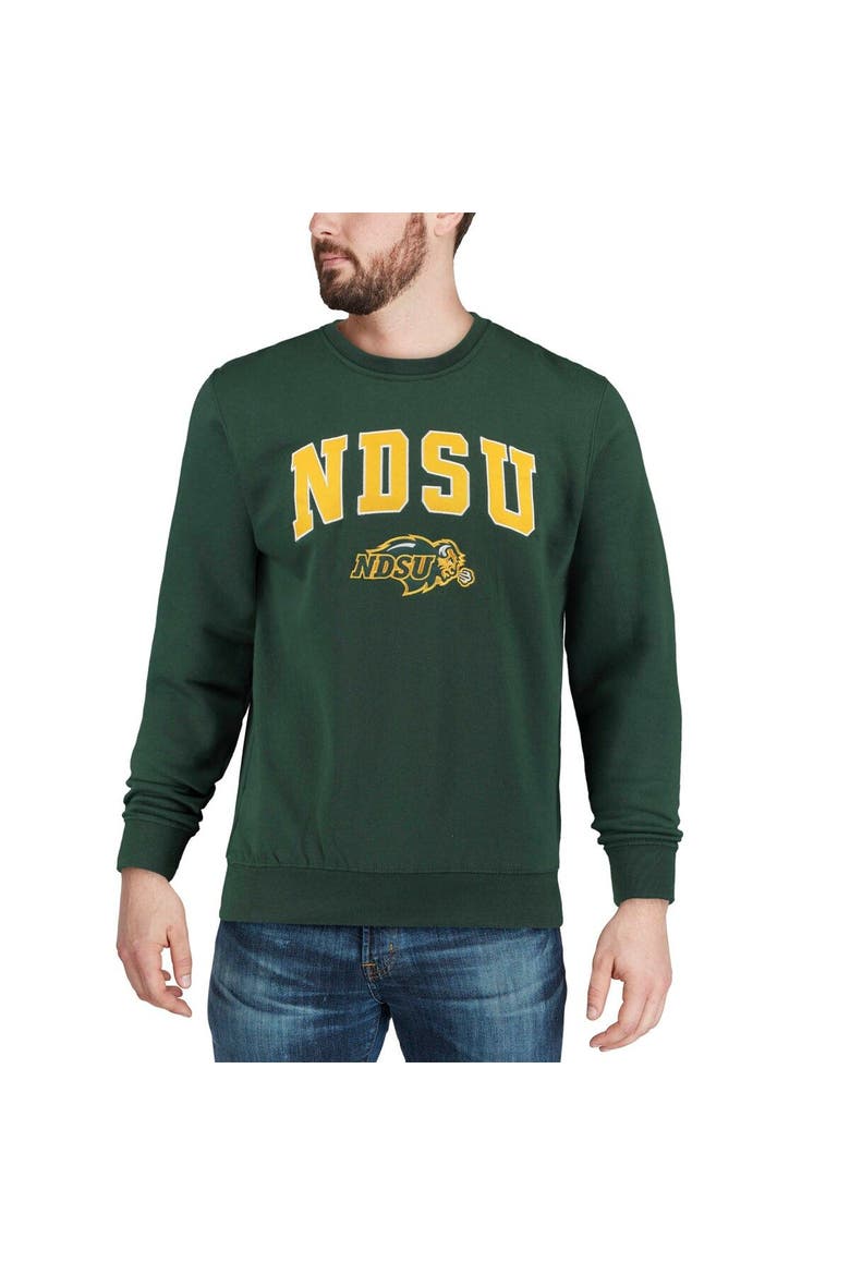 Men's Colosseum Green NDSU Bison Arch & Logo Crew Neck Sweatshirt, Alternate, color, Green