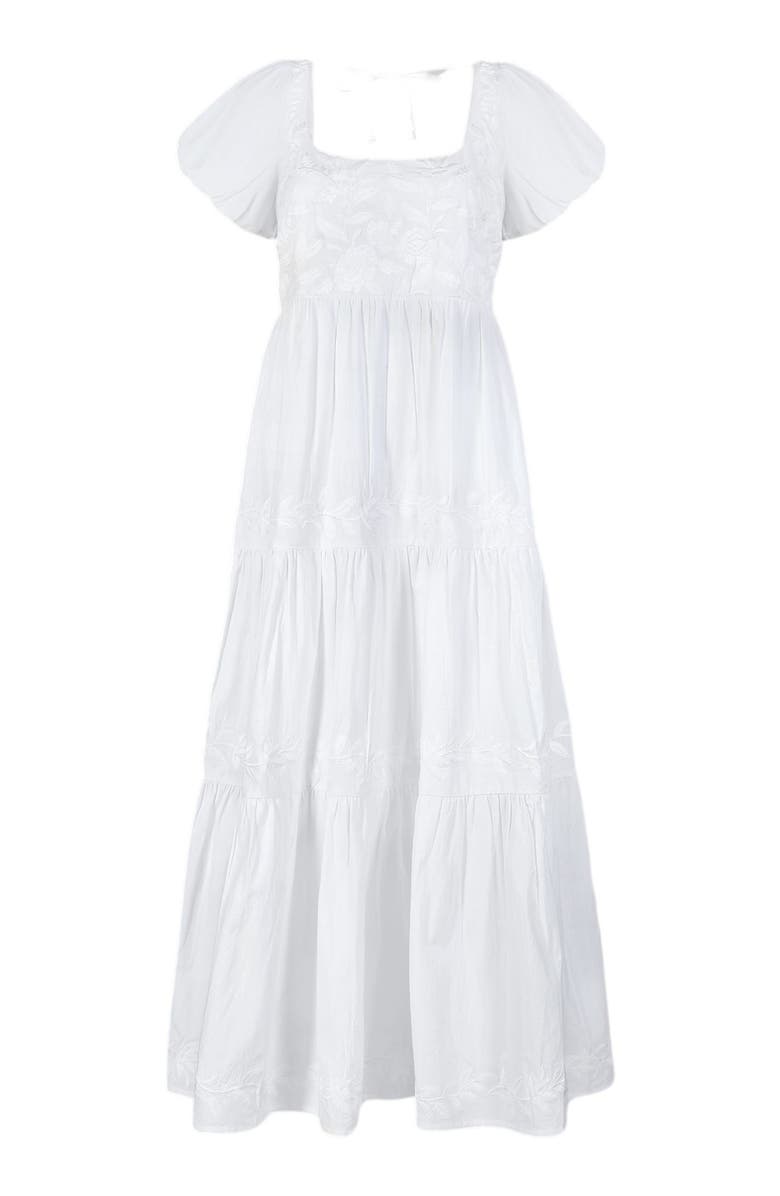 Reistor Puff Sleeve Tiered Maxi Dress Coconut White, Alternate, color, 