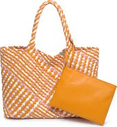 MODA LUXE Woven Unlined Tote Bag and Pouch