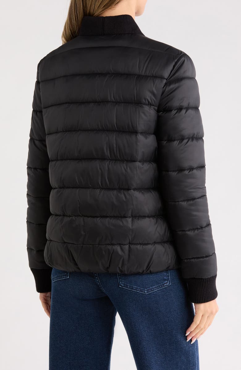 Rebecca Minkoff Water Resistant Ribbed Trim Puffer Jacket, Alternate, color, Black