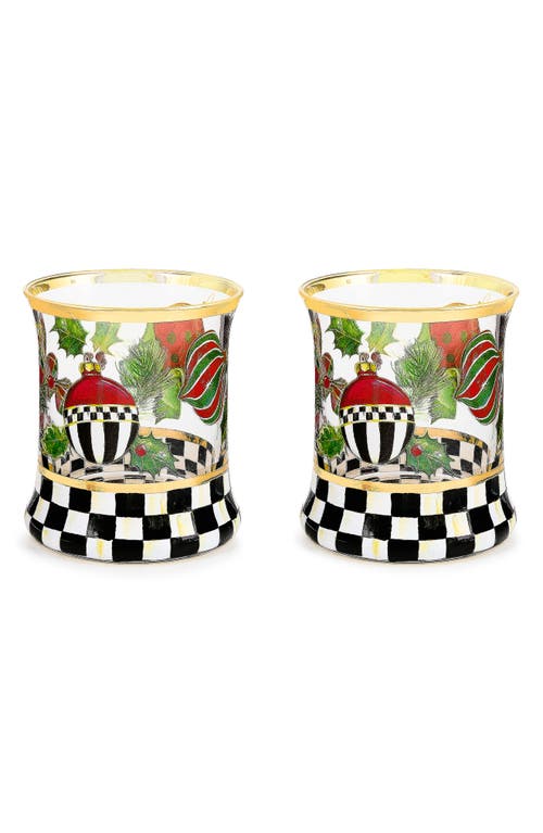 Mackenzie-childs Mackenzie Childs Set Of 2 Deck The Halls Tumblers In Multi