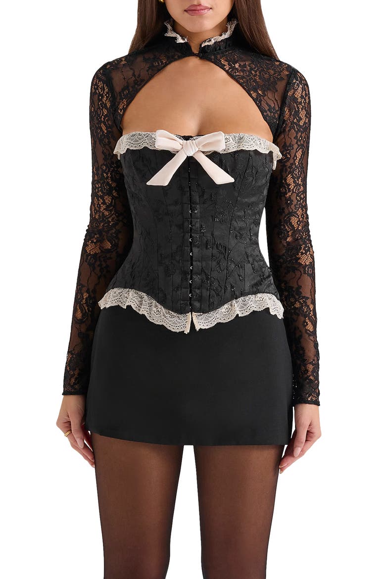 Perdita Corset Top & Bolero Set, Alternate, color, BLACK