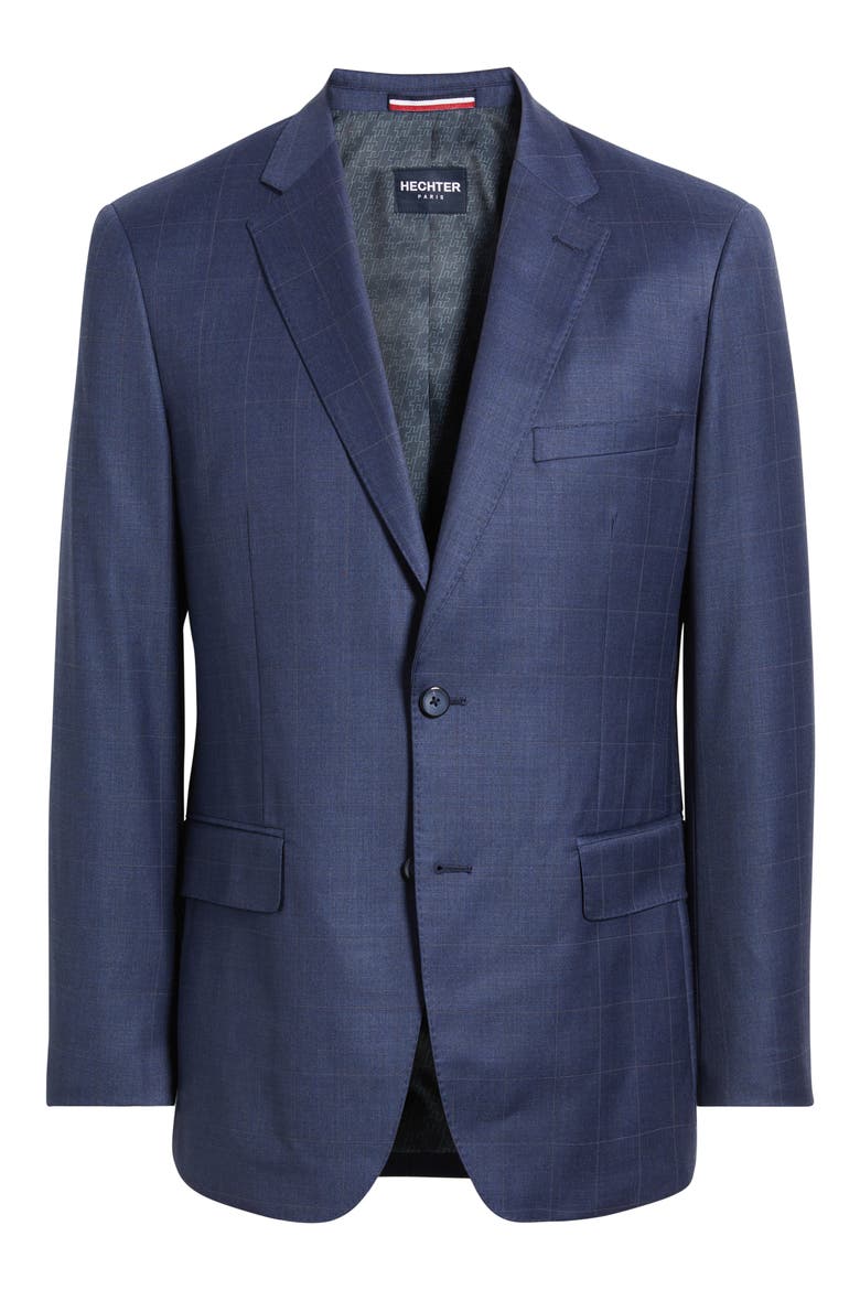 Navy Windowpane Check Wool Blend Suit Jacket, Alternate, color, NAVY