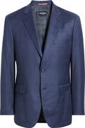 DANIEL HECHTER Navy Windowpane Check Wool Blend Suit Jacket