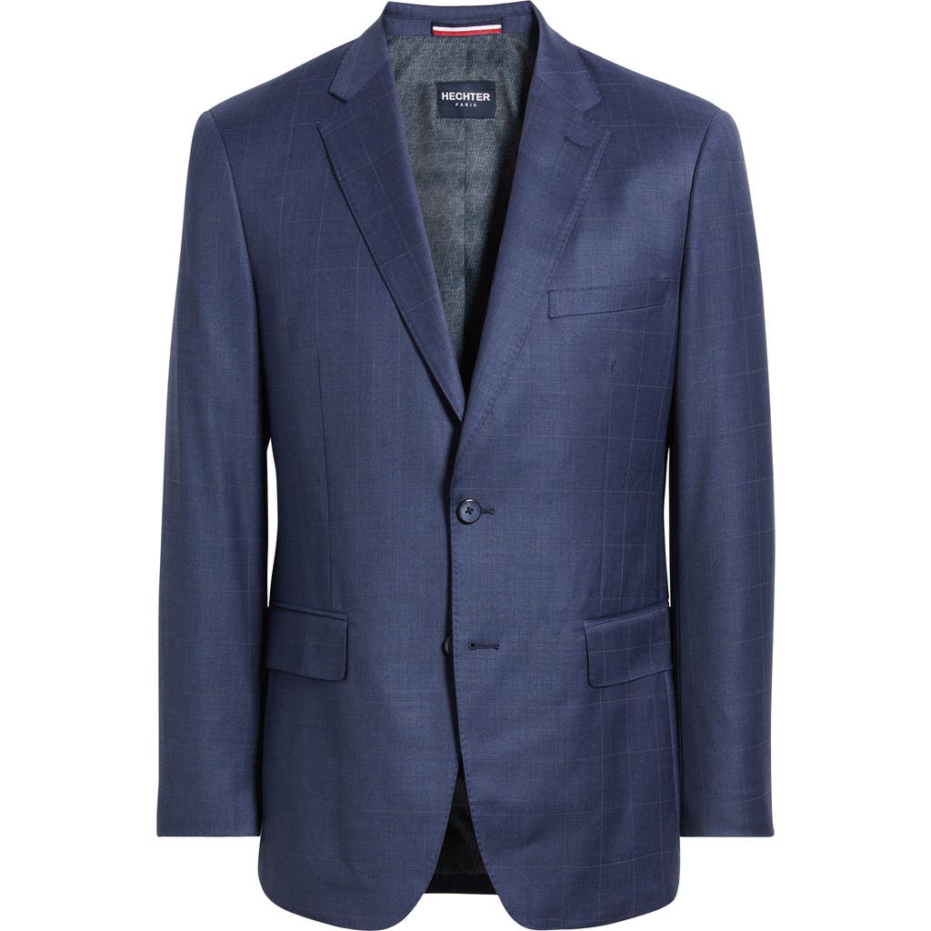 Daniel Hechter Navy Windowpane Check Wool Blend Suit Jacket In Multi