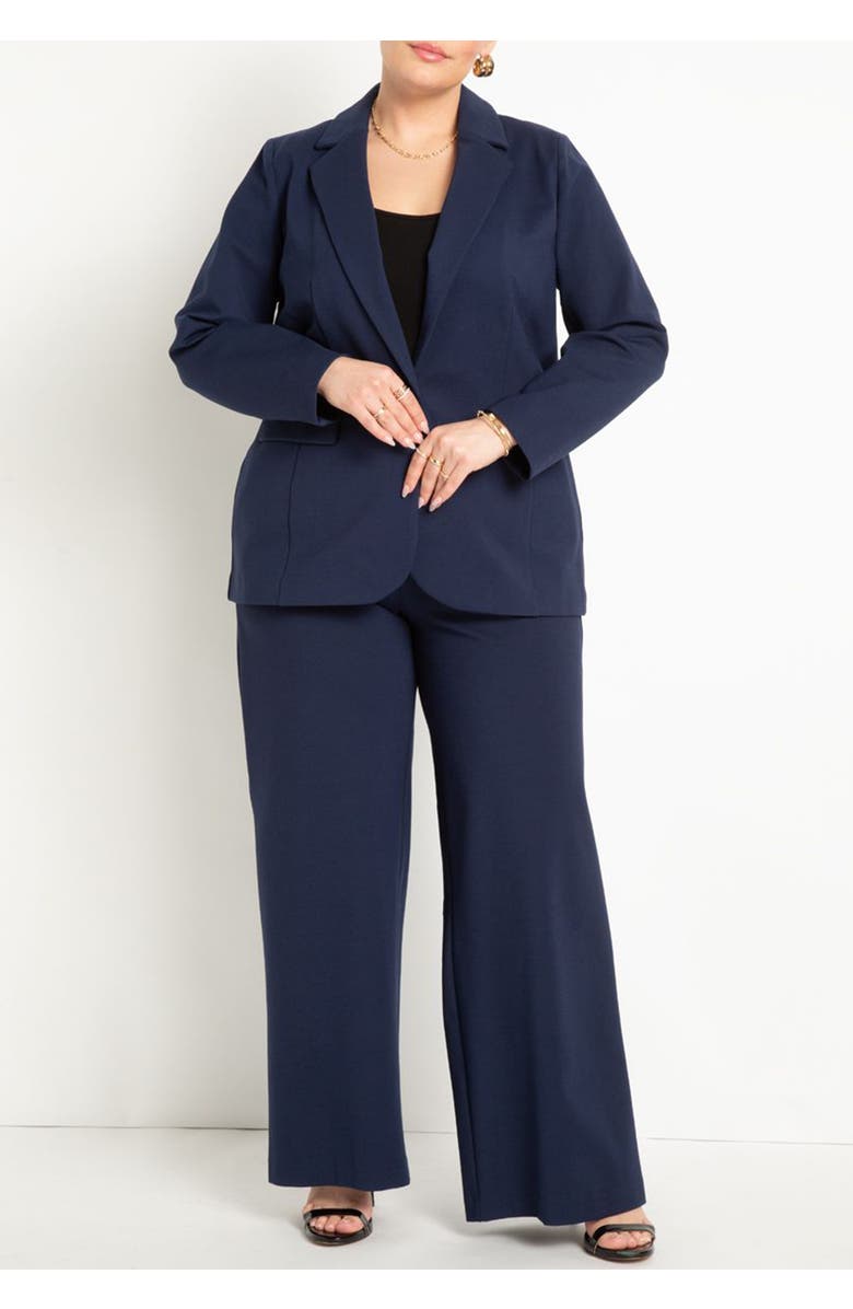 ELOQUII The Ultimate Stretch Long One Button Blazer, Alternate, color, Maritime Blue