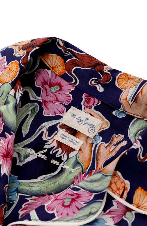The Lazy Poet Nina Floral Cotton Short Pajamas In Blue