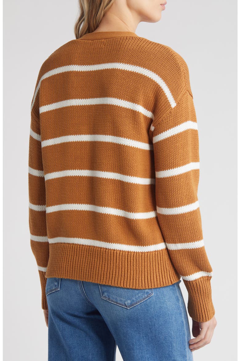 Pima Cotton Cardigan, Alternate, color, TAN SUGAR- IVORY CLOUD STRIPE