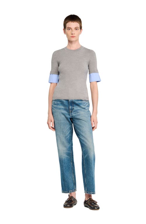 Sandro Sweater With Contrast Short Sleeves In Gray