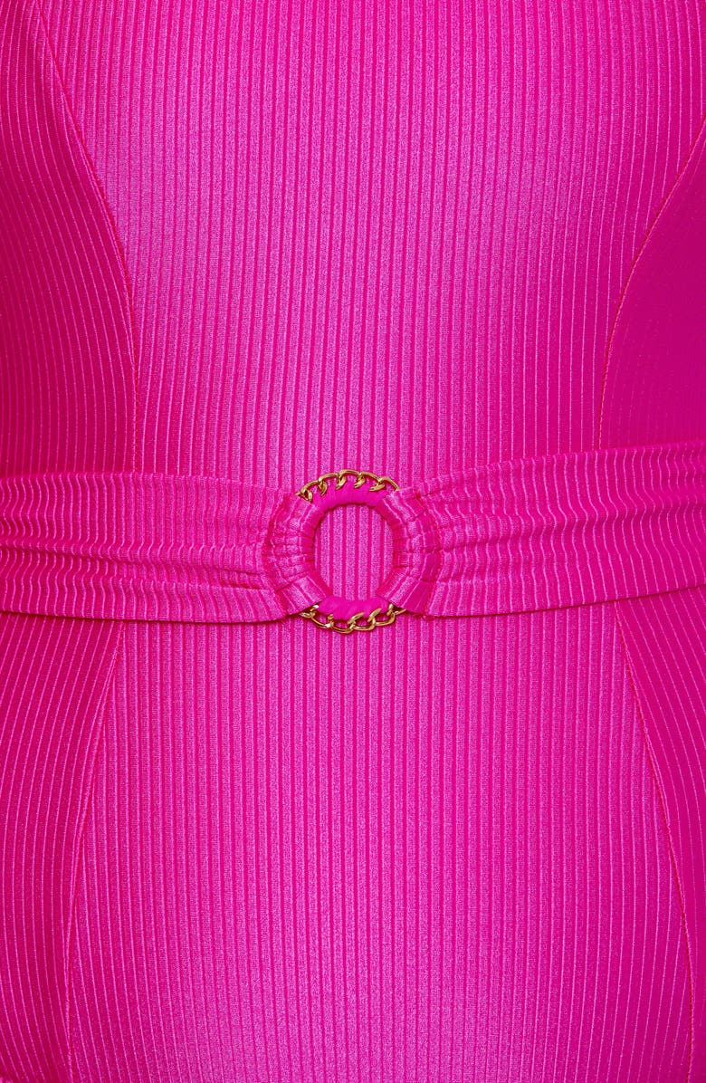Becca Etc. Monte Carlo Belted Rib One-Piece Swimsuit, Alternate, color, Azalea