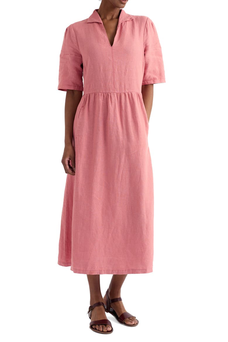 Fen Linen Midi Dress, Main, color, WILD ROSE SWATCH