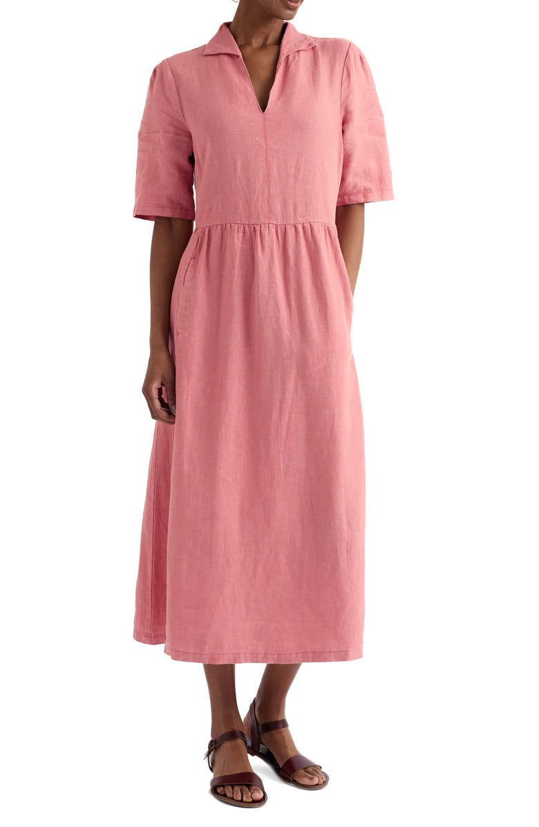 Seasalt Cornwall Fen Linen Midi Dress, Main, color, Wild Rose Swatch