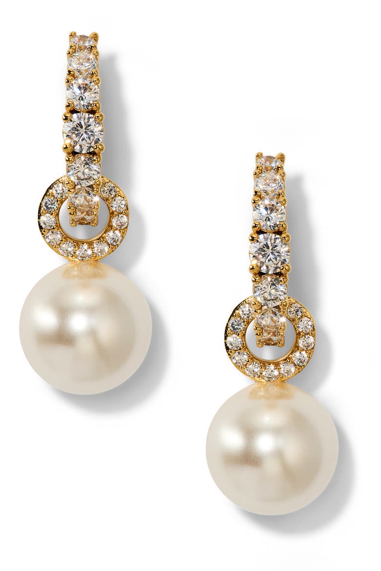 Imitation Pearl Door Knocker Drop Earrings, Main, color, GOLD